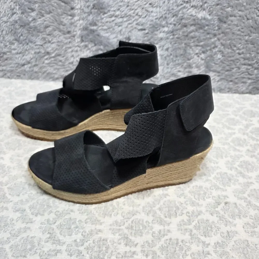 Women's Eileen Fisher Willow Nubuck Wedge Espadrille Sandals